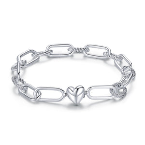 Elegance in Silver: S925 Sterling Paperclip Love Bracelet