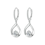 Sterling Silver Plated Rhodium Drop Moissanite Earrings