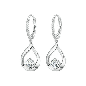 Sterling Silver Plated Rhodium Drop Moissanite Earrings